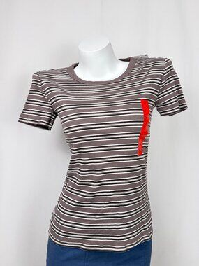 🔥4 for $20🔥 George Women Striped Iron Short Sleeve T-Shirt XS S M L XXL